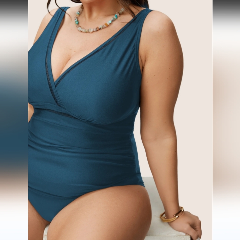 Bloomchic Cyan Solid Adjustable Straps Gathered O… - image 3